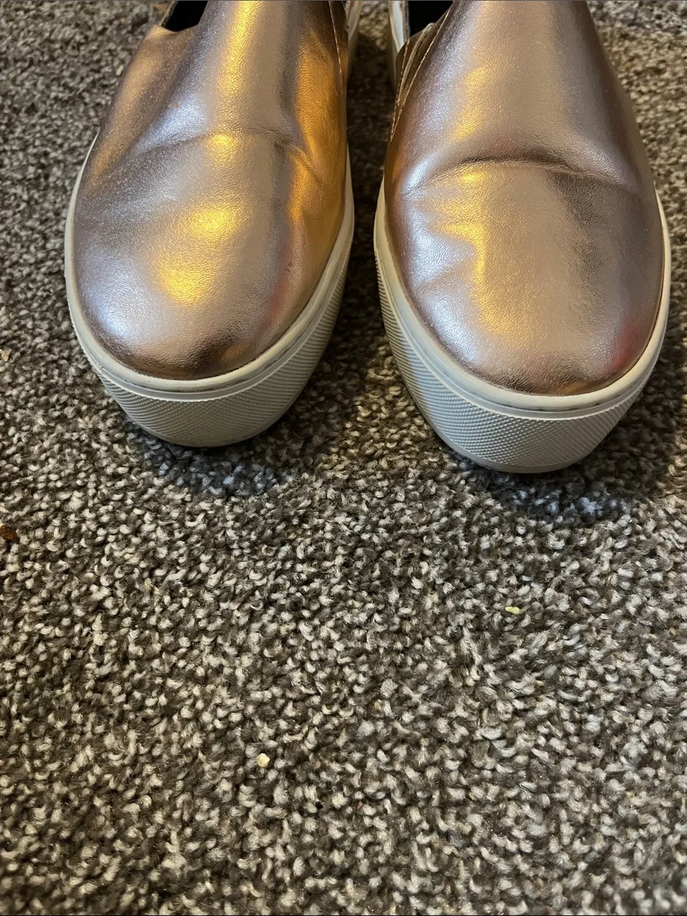 Rebecca Minkoff Metallic Nana Leather Rose Slip-On Platform Sneakers SZ 7.5